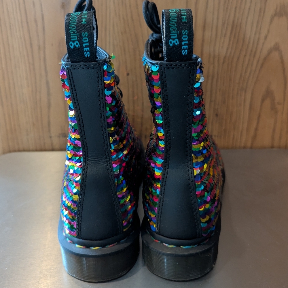Dr. Martens 1460 Pascal Sequin Rainbow 16 Hole Boots - Picture 4 of 5